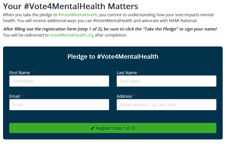 Vote for Mental Health Pledge